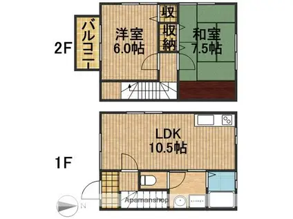 ローズテラスⅡ(2LDK)の間取り写真
