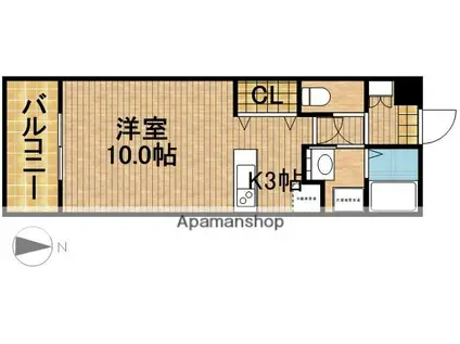 エルフィーノ(1K/3階)の間取り写真