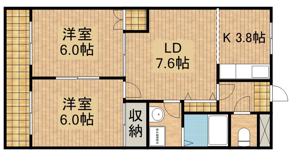 フルークハーフェン(2LDK/2階)の間取り写真