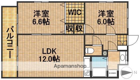 ブローテ曳馬(2LDK/1階)の間取り写真