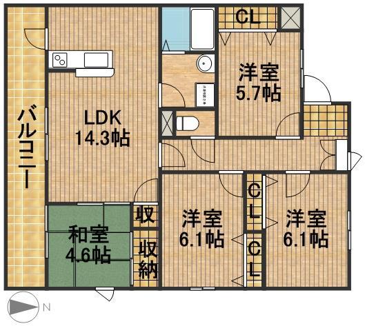 ストリーム(3SLDK/2階)の間取り写真