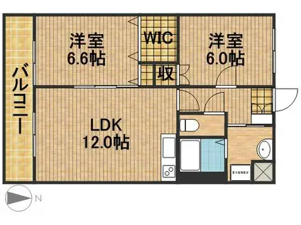 ブライトリー半田山(2LDK/1階)の間取り写真
