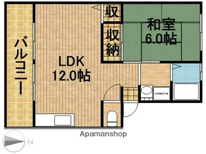 ヴィラパラディオ(1LDK/2階)の間取り写真
