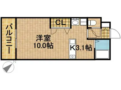 VEIN(1K/4階)の間取り写真