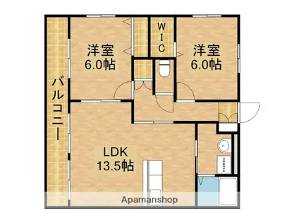 ウィズステージププレⅠ(2LDK/2階)の間取り写真