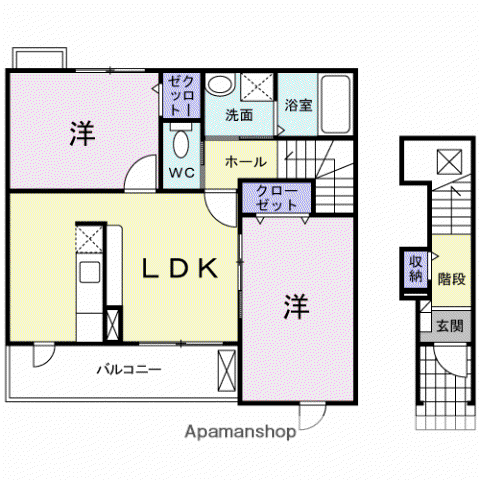 サンリットⅠ(2LDK/2階)の間取り写真