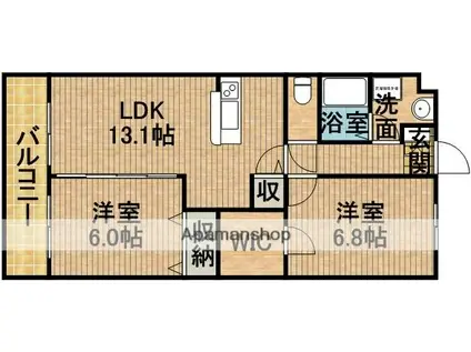 シャルマン2(2LDK/4階)の間取り写真