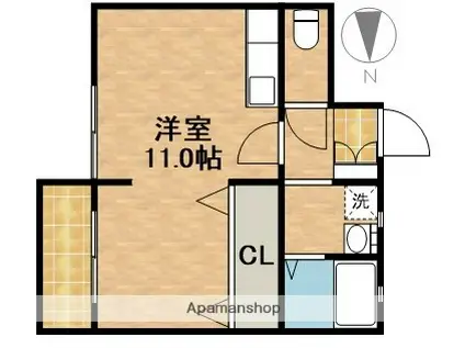 ジュネス7(1DK/3階)の間取り写真