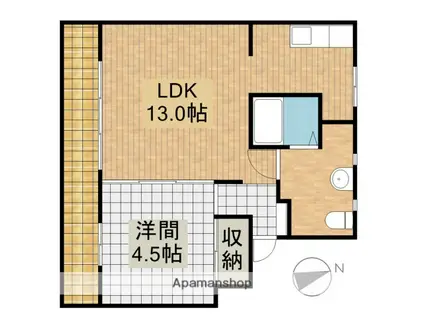 RE LUFFY ウエスト(1LDK/4階)の間取り写真