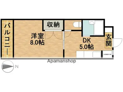 メルベーユⅠ(1DK/5階)の間取り写真