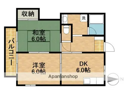 ルーエンハイム(2DK/1階)の間取り写真