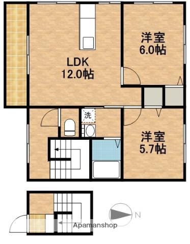 グランルーフメゾン(2LDK/2階)の間取り写真