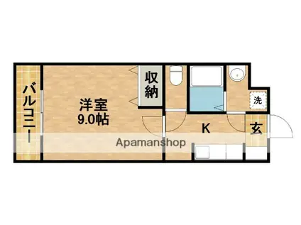 プルメリア(1K/1階)の間取り写真