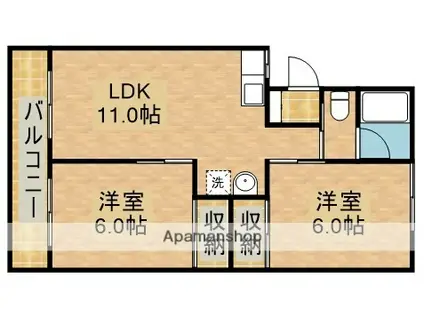 マンション110(2LDK/2階)の間取り写真
