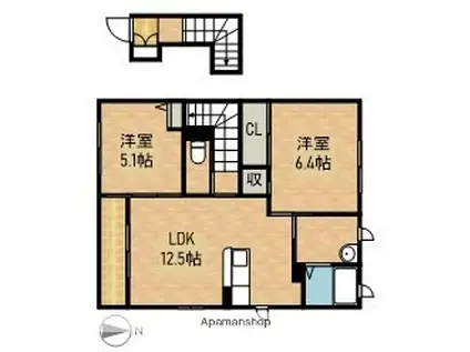 マインコートD(2LDK/2階)の間取り写真