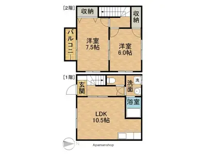 テラスハウス安松(2LDK)の間取り写真