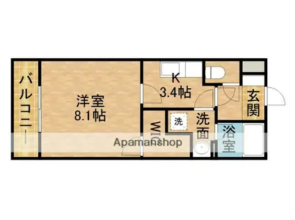 ビオスⅢ(1K/3階)の間取り写真