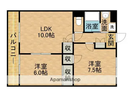 トップアイルⅡ(2LDK/1階)の間取り写真