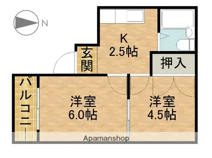 メロウレジデンス(2K/2階)の間取り写真