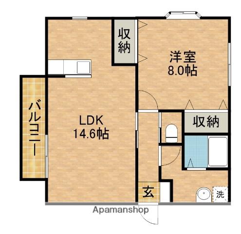 ティエドIIO D(1LDK/1階)の間取り写真
