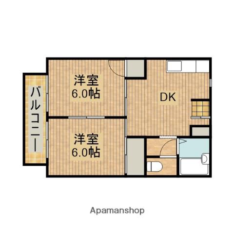 スカイハイツ(2DK/1階)の間取り写真