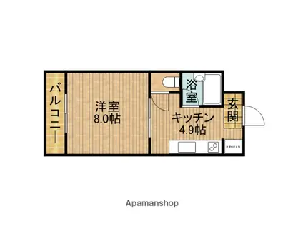 ムーブル(1DK/3階)の間取り写真