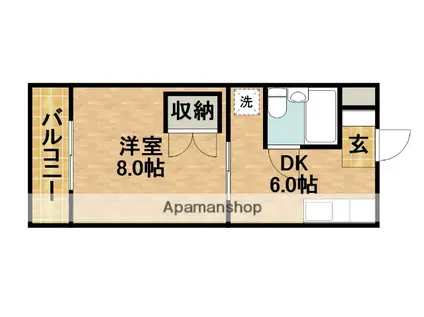 ハイツ中島(1DK/3階)の間取り写真