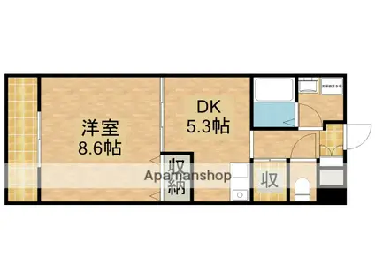 プラザヴィラB(1DK/5階)の間取り写真