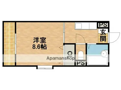 CUSTOM中島(1K/1階)の間取り写真