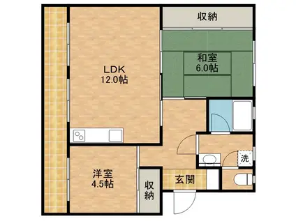 セントポーリア蜆塚(2LDK/3階)の間取り写真