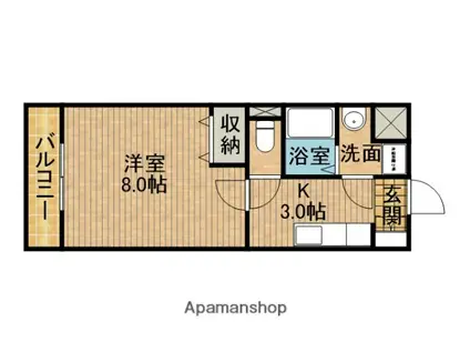 グローリーノーブル(1K/4階)の間取り写真