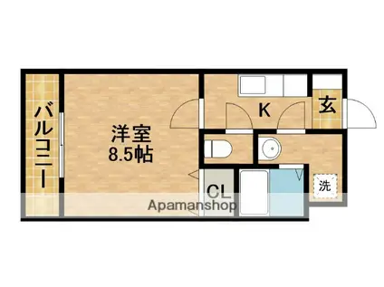 ゴオナカマンションⅡ(1K/3階)の間取り写真