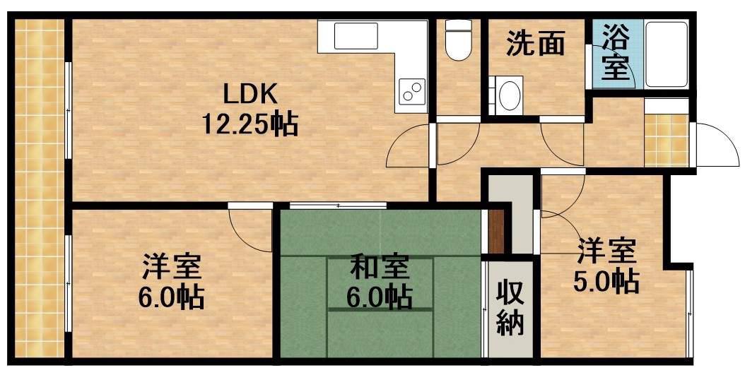 アルカディア曳馬(3LDK/2階)の間取り写真