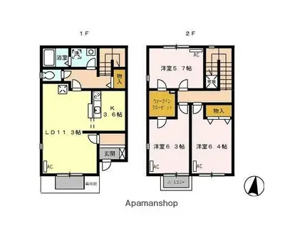 サンモールB(3LDK)の間取り写真