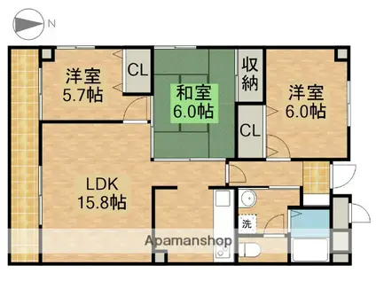 ライフ第5マンション大平台(3LDK/5階)の間取り写真