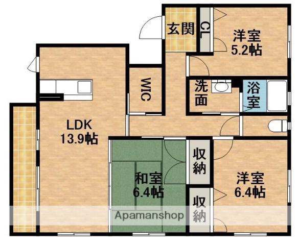 クレール(3LDK/1階)の間取り写真