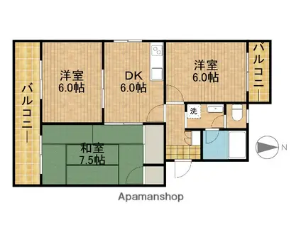 サンティール(3DK/3階)の間取り写真