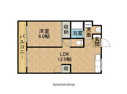 ディアーコート(1LDK/4階)の間取り写真