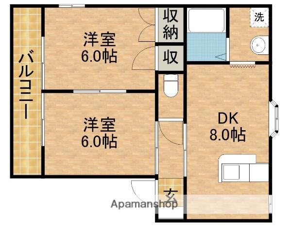 アベニュー平野ⅡA(2DK/2階)の間取り写真