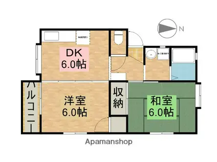 サンデリアーナ(2DK/1階)の間取り写真