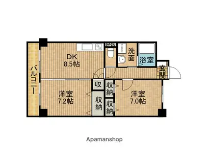 ベナレス藤枝(2DK/8階)の間取り写真