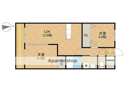 ラ・フォーレ初生(2LDK/3階)の間取り写真