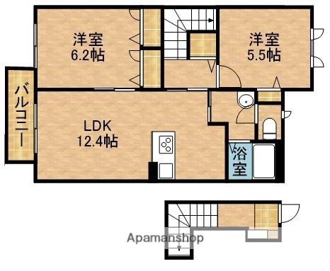 クロノス布橋(2LDK/2階)の間取り写真