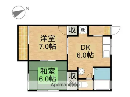 レイクタウンA(2DK/2階)の間取り写真