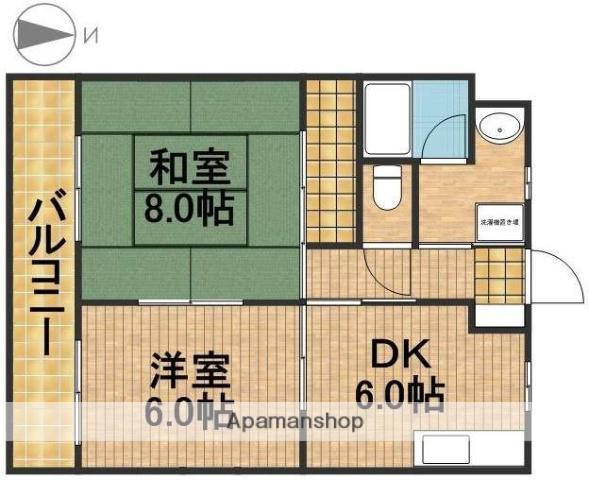 マンションカズ(2DK/4階)の間取り写真