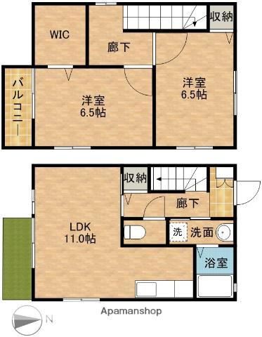東海道本線 浜松駅 バス乗車時間:15分 西伝寺バス停で下車 徒歩5分 2階建 築16年(2LDK)の間取り写真