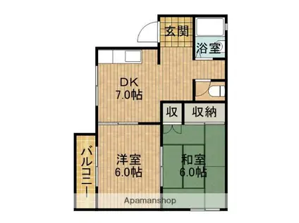 コーポ駅北(2DK/2階)の間取り写真