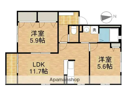 ミルトハイム(2LDK/2階)の間取り写真