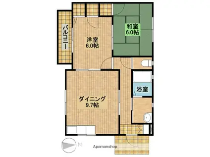 レジデンス和田(2DK/2階)の間取り写真