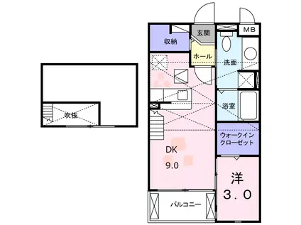 パサージュ高丘(1DK/2階)の間取り写真